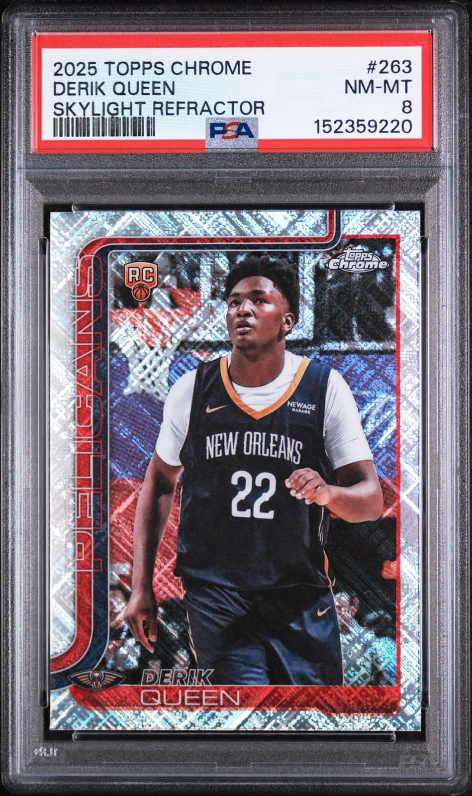 2025-26 Topps Chrome - Derik Queen #263 Skylight Refractor (RC). PSA 8 NM-MT