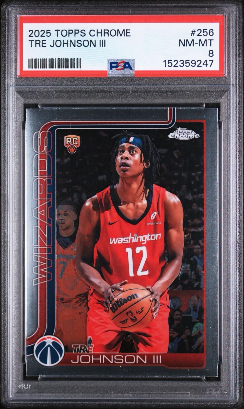 2025-26 Topps Chrome - Tre Johnson #256 (RC). PSA 8 NM-MT
