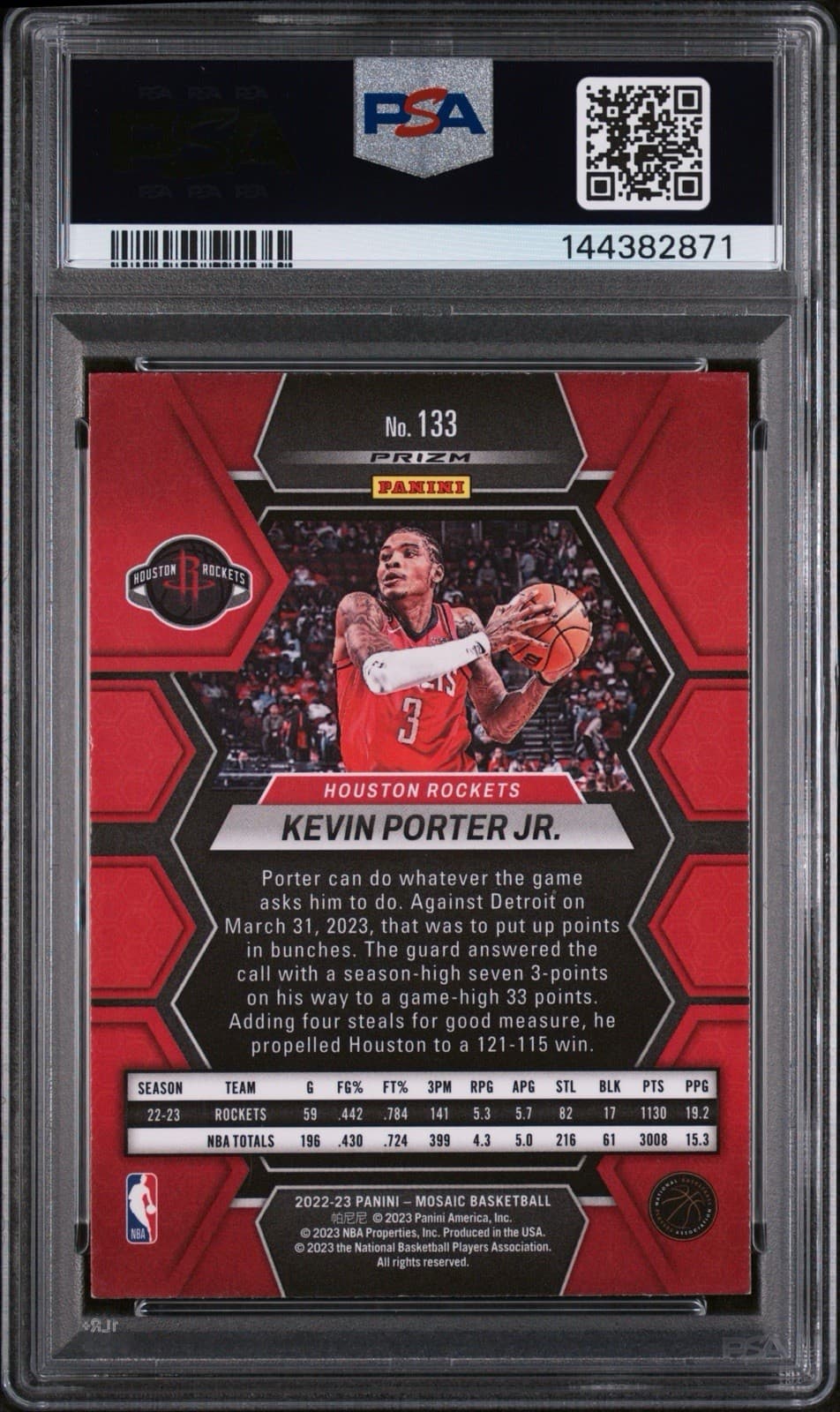 2022 PANINI MOSAIC #133 KEVIN PORTER JR. GENESIS. SSP CASE HIT. PSA 7 NM