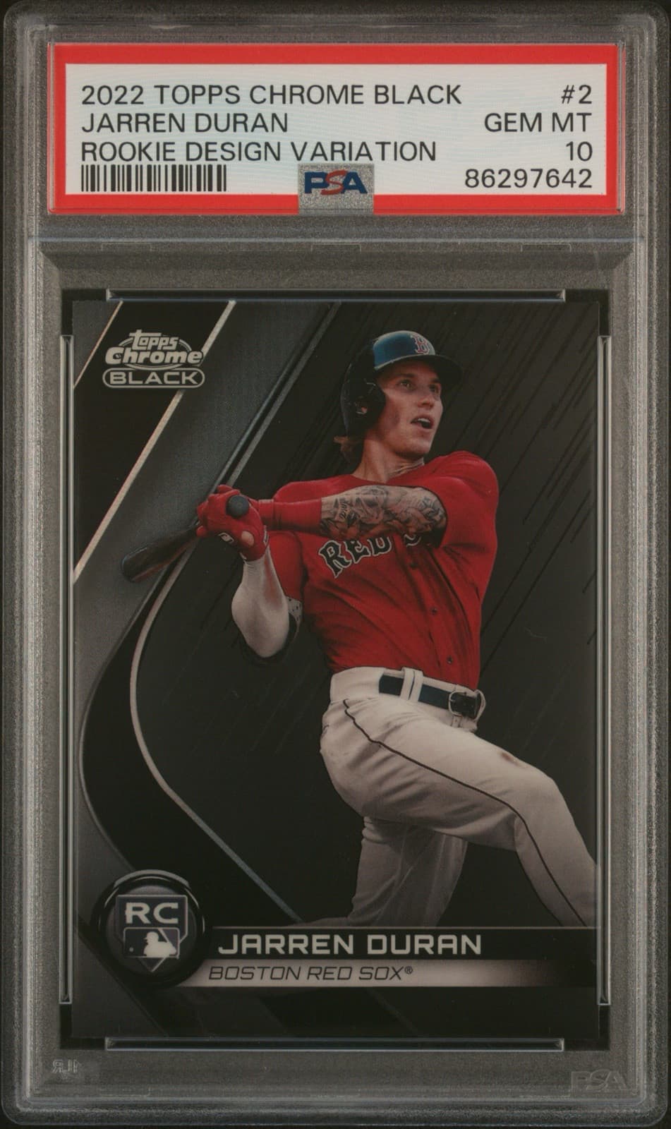 2022 Topps Chrome Black Jarren Duran Rookie Design Variation #2. PSA 10. Pop 7!