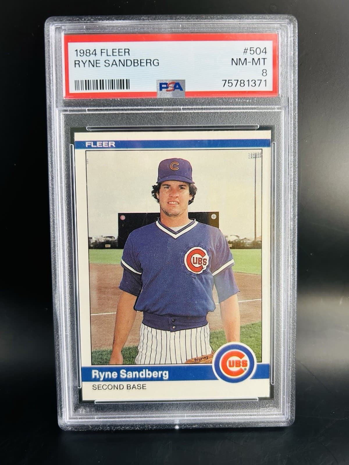 1984 Fleer - Ryne Sandberg #504. PSA 8 NM-MT