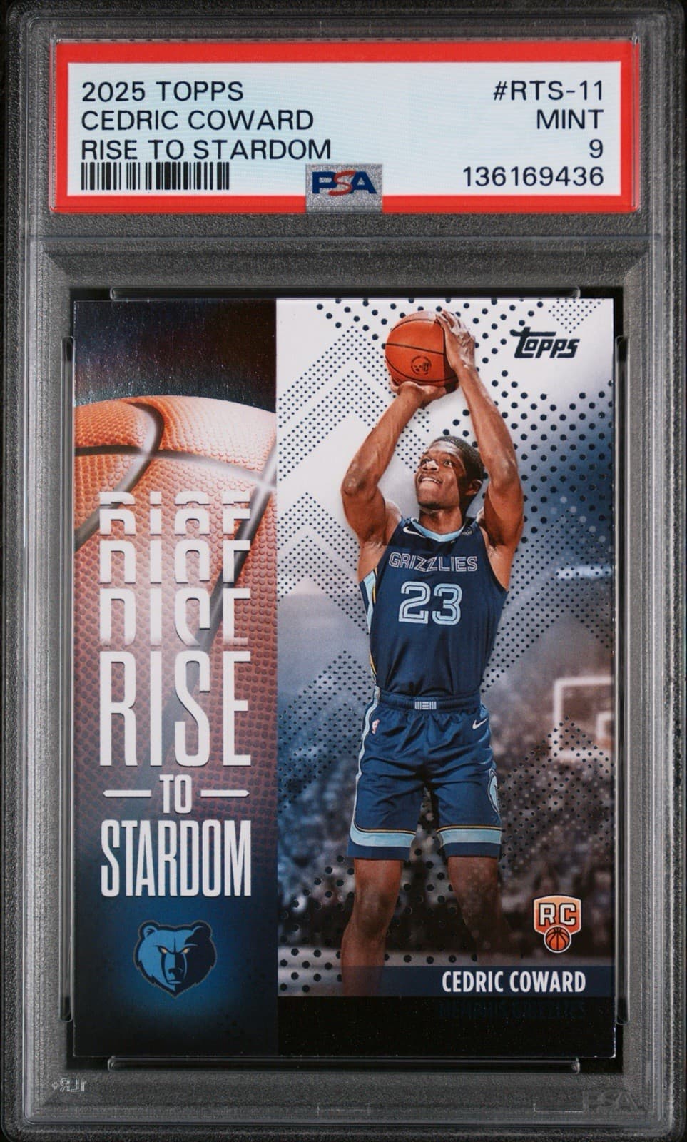2025-26 TOPPS CEDRIC COWARD (RC) #RTS-11 - RISE TO STARDOM. PSA 9 MINT