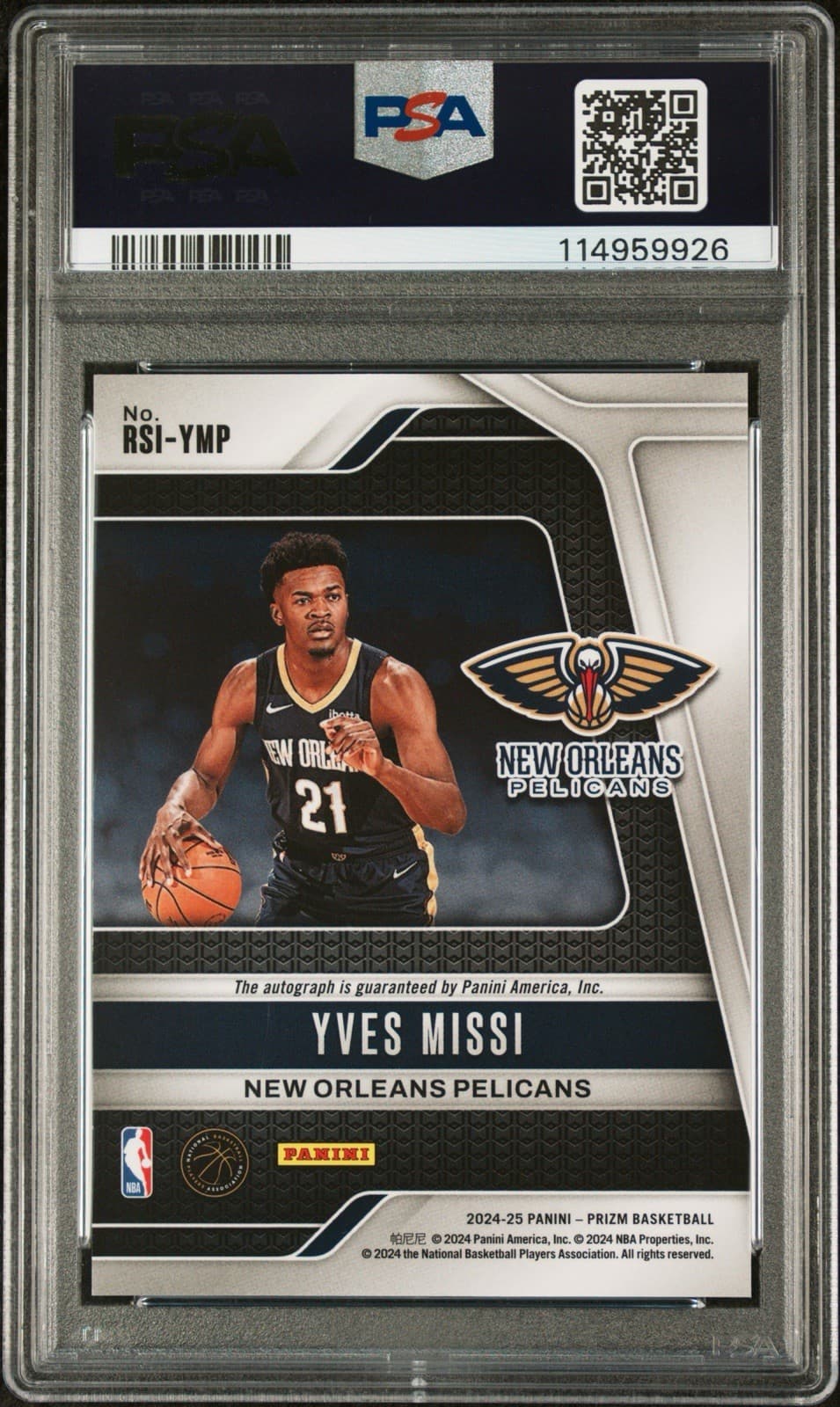 2024 PANINI PRIZM ROOKIE SIGNATURE -  YVES MISSI (RC) #RSIYMP. PSA 10 GEM. Pop 5