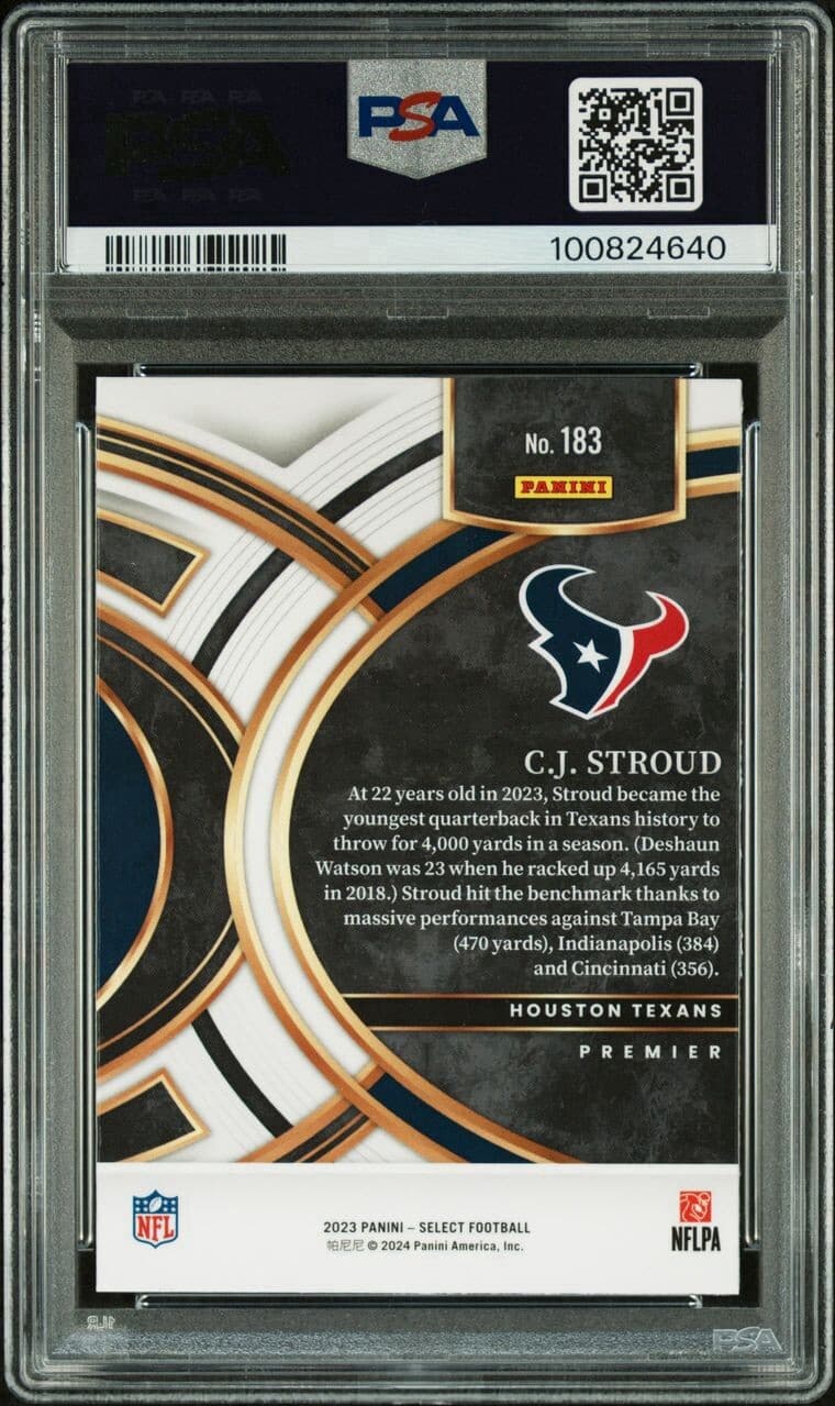 2023 SELECT  C.J STROUD RC #183 PSA 10 HUSTON TEXANS ROOKIE PSA 10 GEM MINT