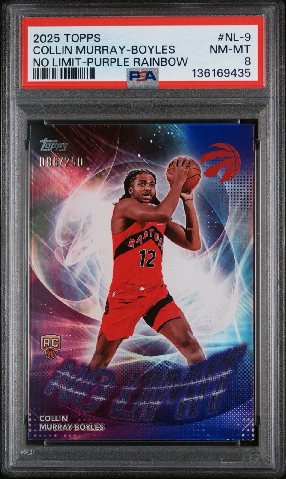 2025 Topps - No Limit Collin Murray-Boyles #NL-9 Purple Rainbow /250 (RC). PSA 8