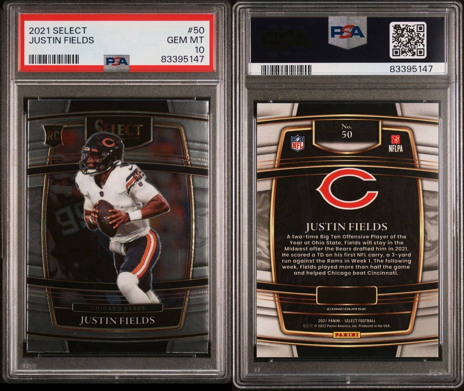 2021 Select #50 Justin Fields Rookie Card PSA 10 Gem Mint Bears Steelers 