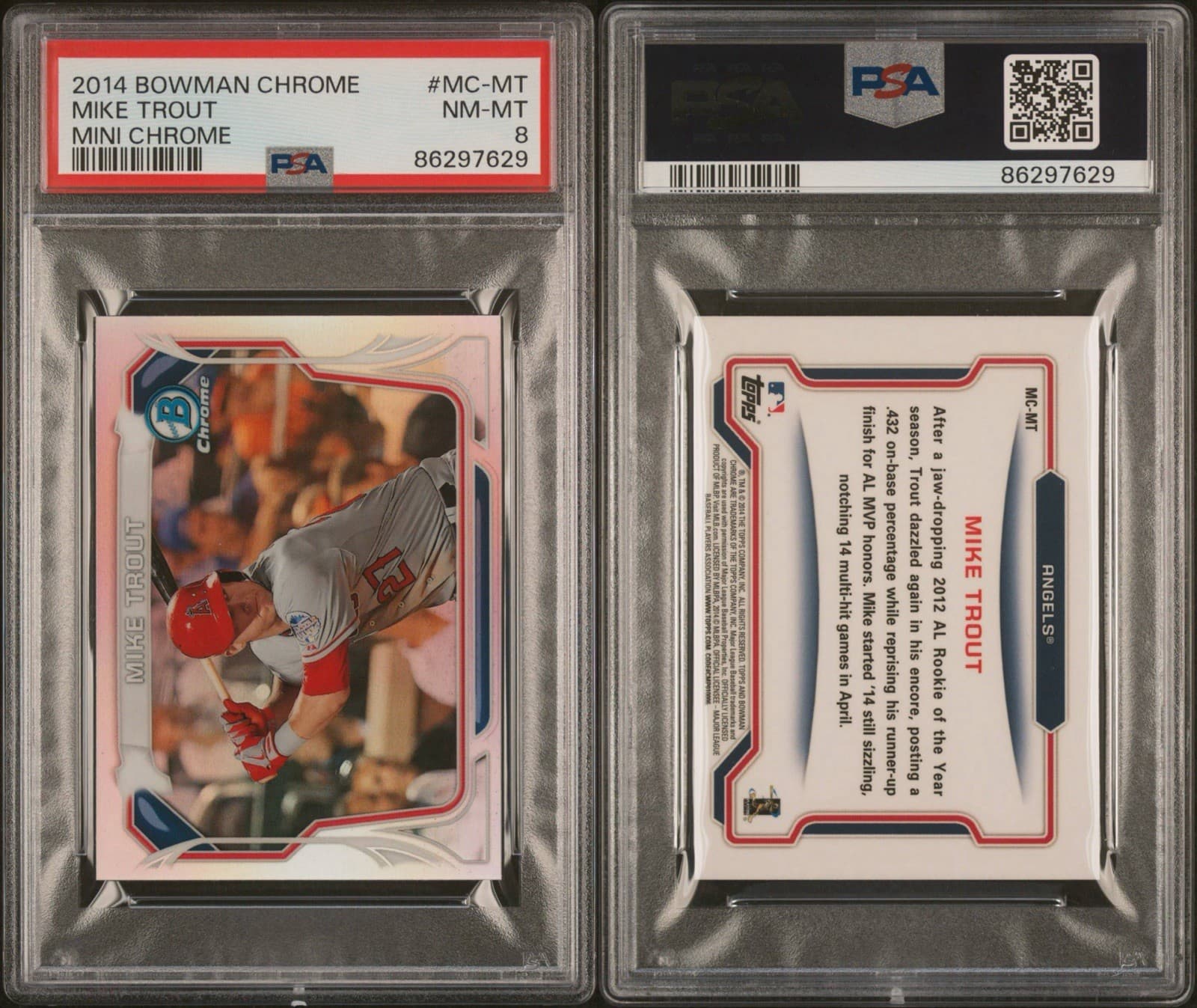 2014 Bowman Chrome - Mini Chrome Mike Trout #MC-MT. PSA 8