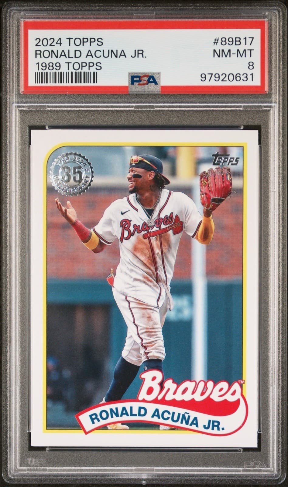 2024 Topps -1989 Topps Baseball 35th Anniversary Ronald Acuña Jr. 89B-17. PSA 8
