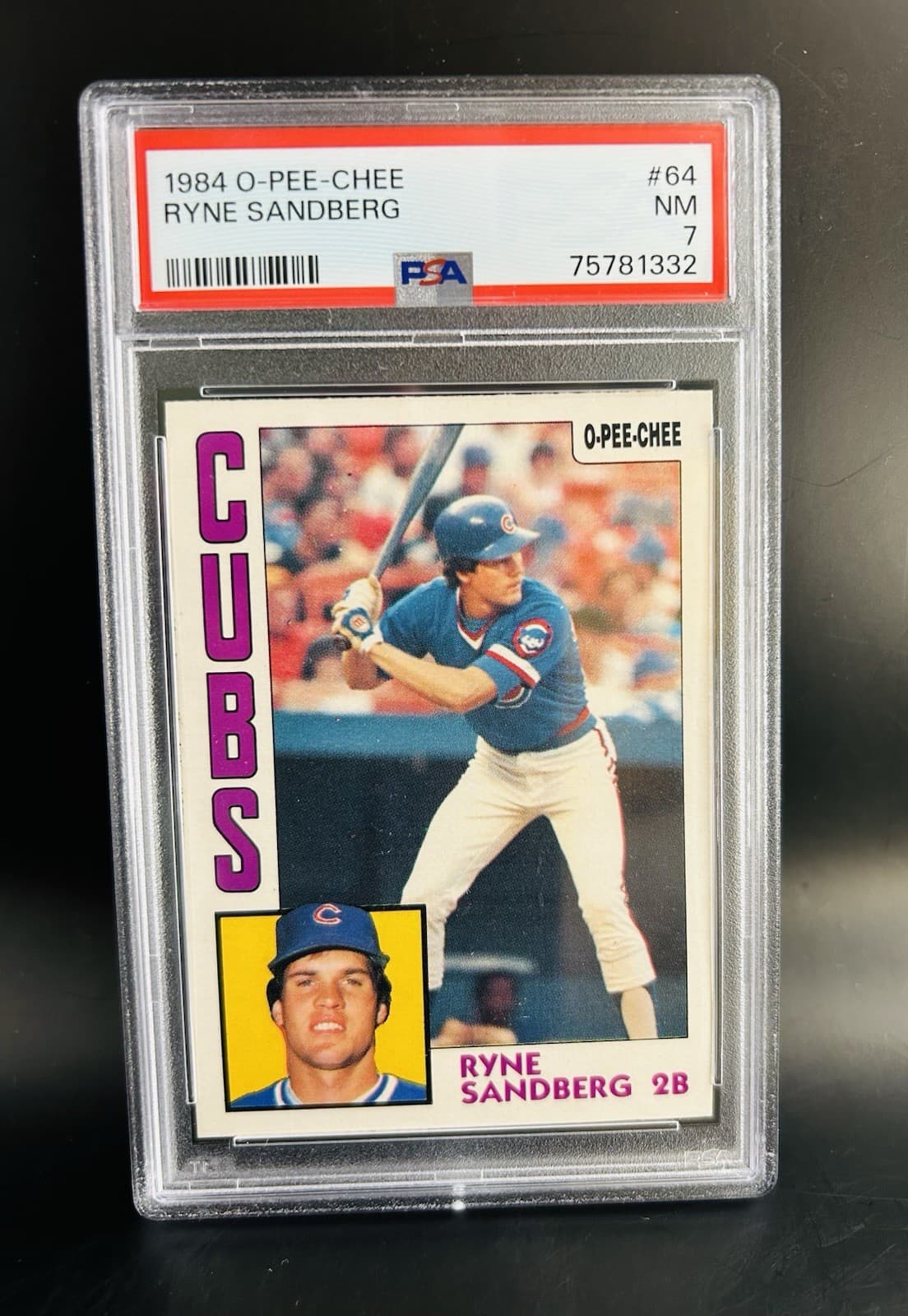 1984 O-Pee-Chee - Ryne Sandberg #64. PSA 7 NM.