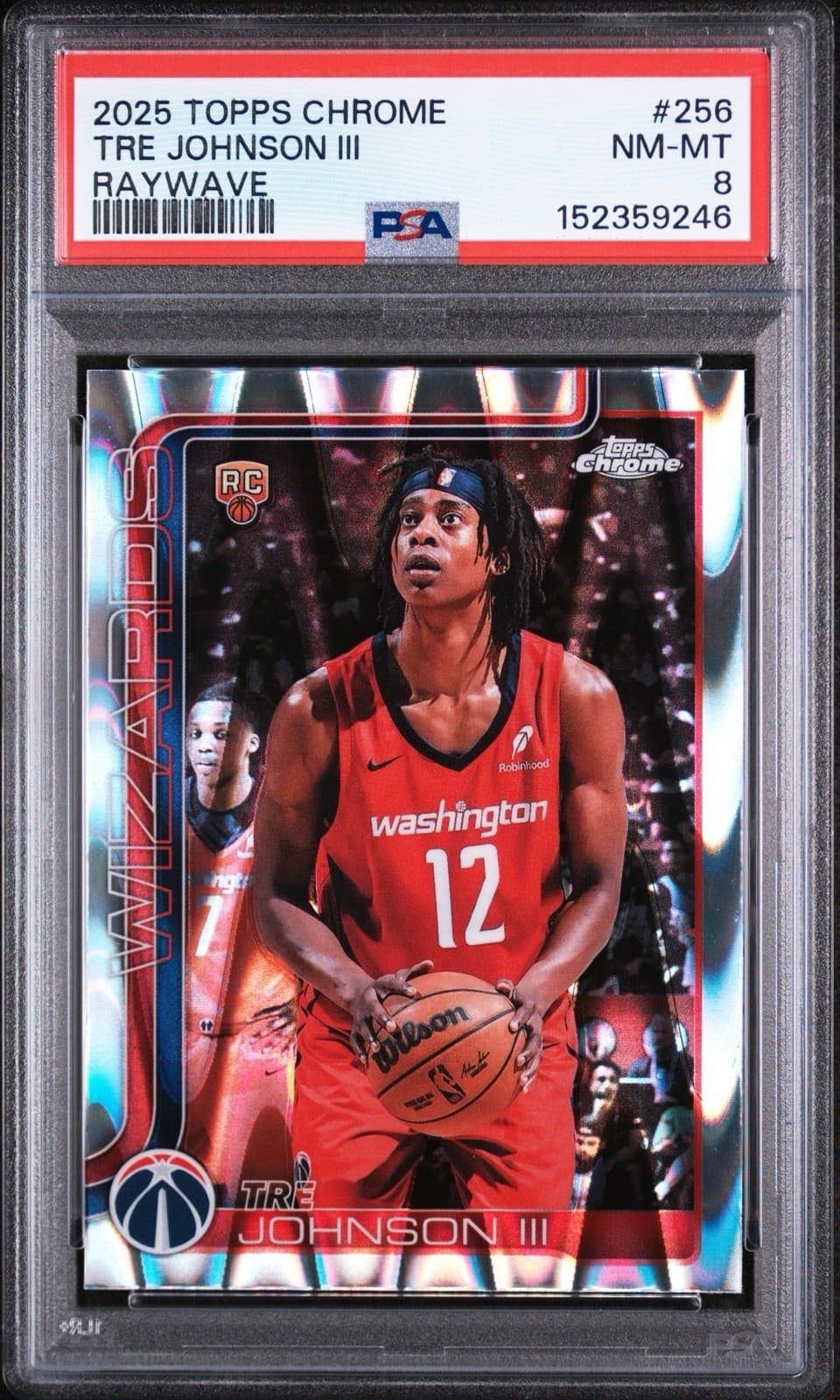 2025-26 Topps Chrome - Tre Johnson #256 RayWave Refractor (RC). PSA 8 NM-MT