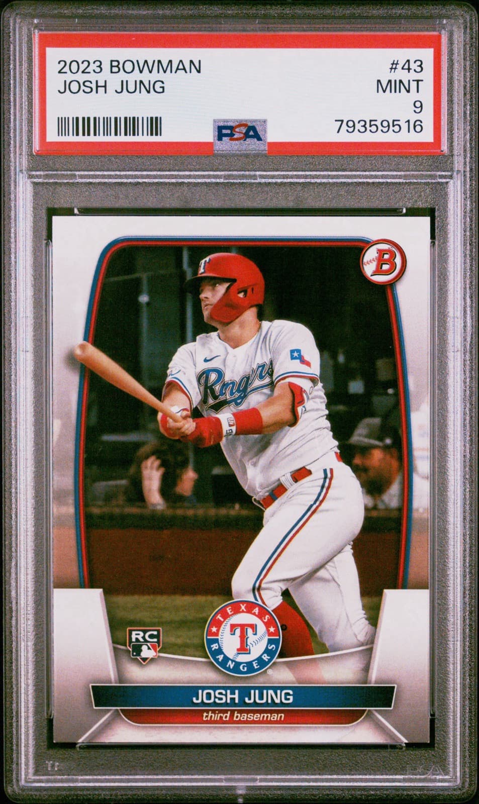 2023 Bowman - #43 Josh Jung (RC). PSA 9