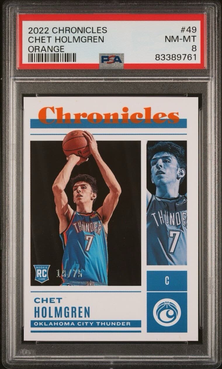 2022 Chronicles Orange #49 Chet Holmgren /75 (RC). Pop 3. Only 1 PSA Pop higher 