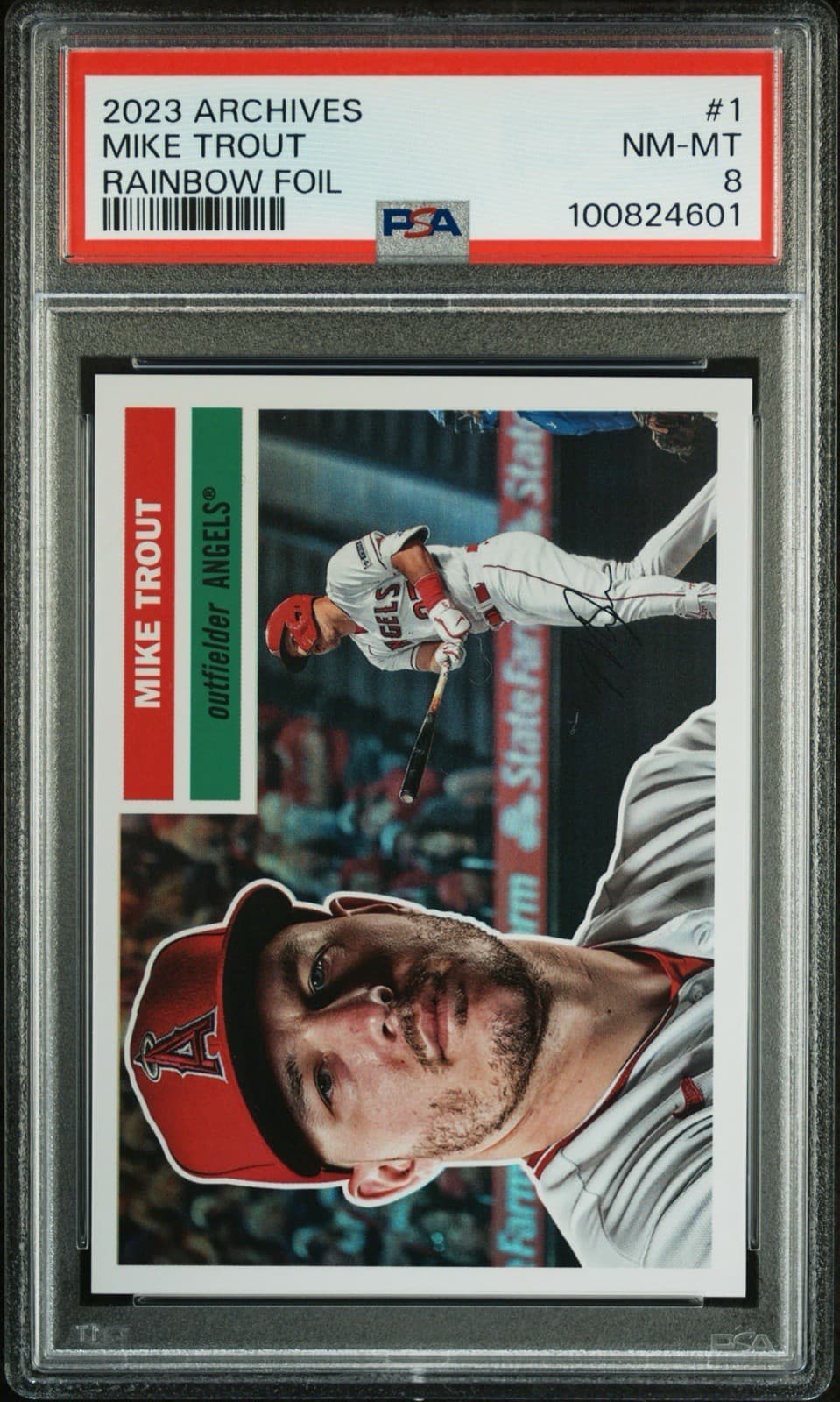2023 Topps Archives - 1956 Topps Mike Trout #1 Rainbow Foil /199. PSA 8. Pop 1