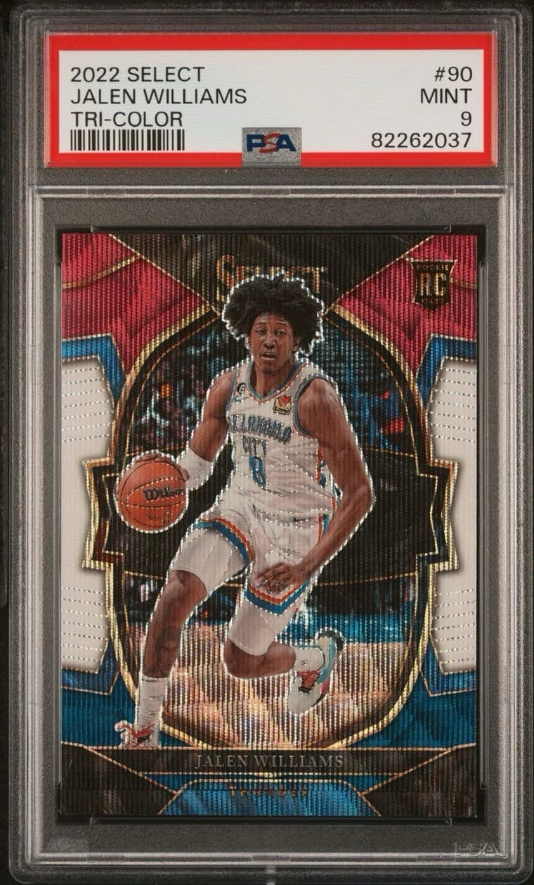 2022 Select - Concourse Tri-Color Prizm #90 Jalen Williams (RC). PSA 9. Pop 17