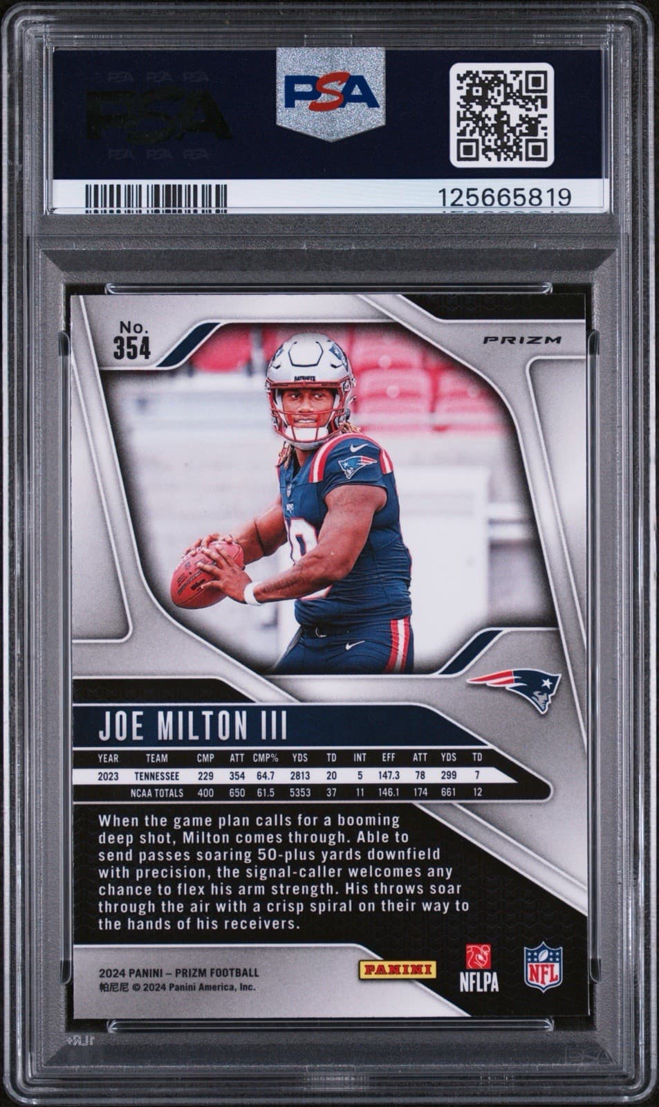 2024 Panini Prizm - Joe Milton III Neon Green Pulsar Prizm (RC). PSA 10 GEM MT
