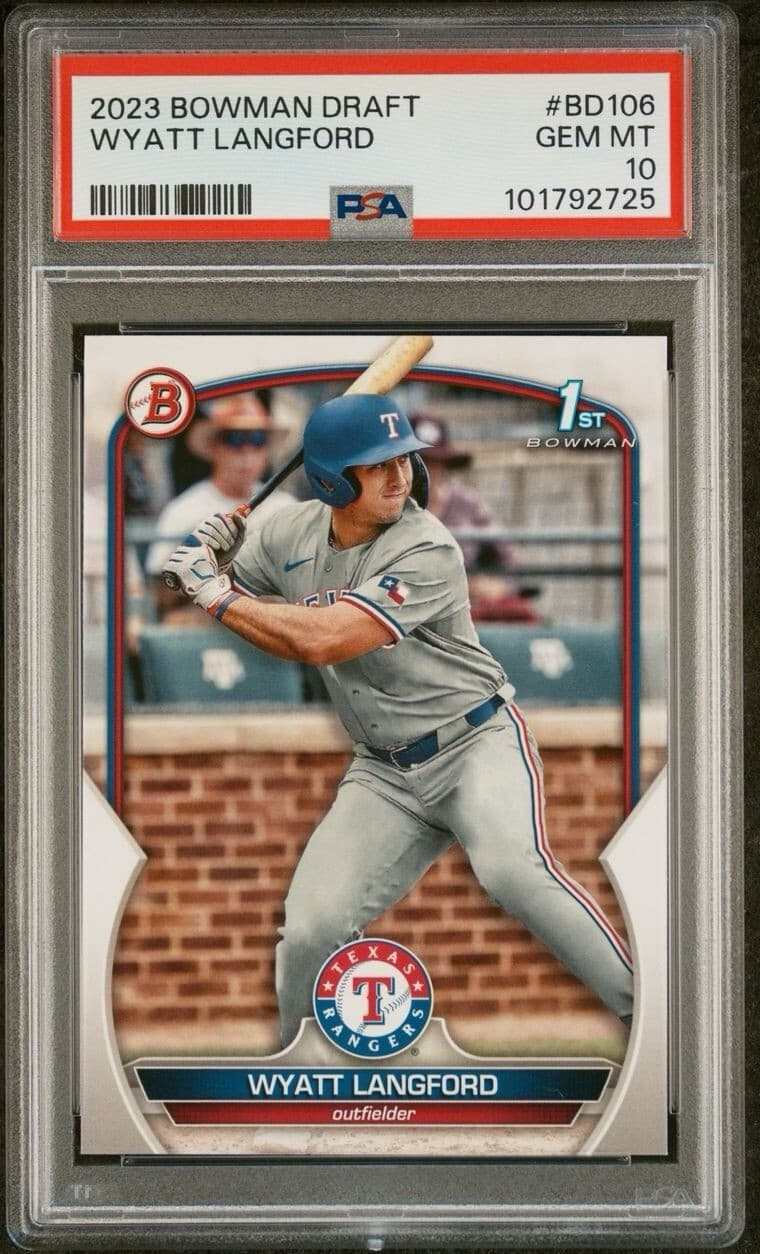 2023 Bowman Draft - #BD-106 Wyatt Langford (RC). PSA 10.