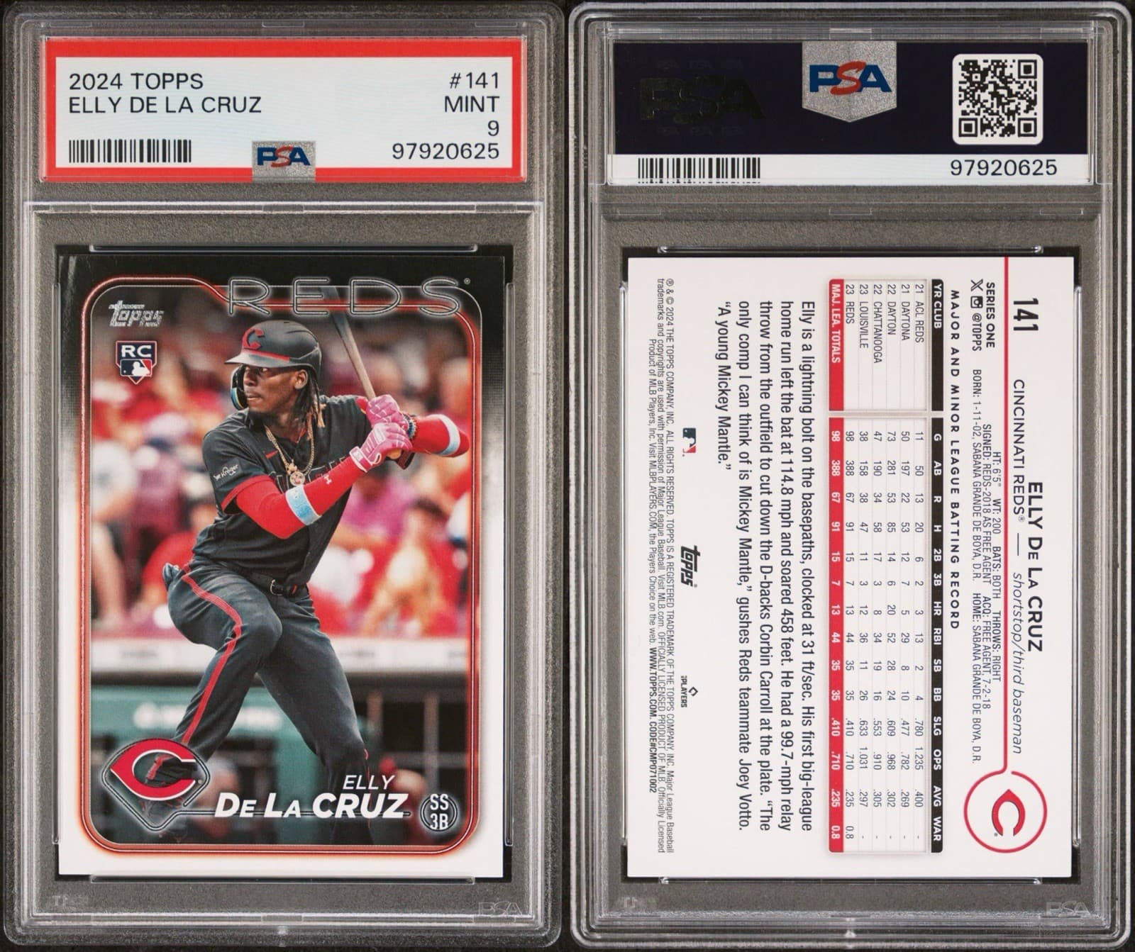 2024 Topps Series 1 - Elly De La Cruz #141 (RC). PSA 9 Mint.