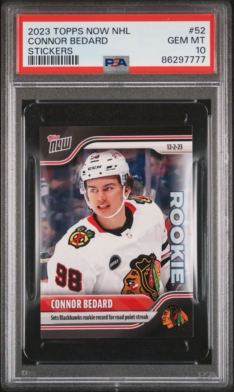2023 Topps Now NHL Conner Bedard Sticker #52 PSA 10 Rookie RC