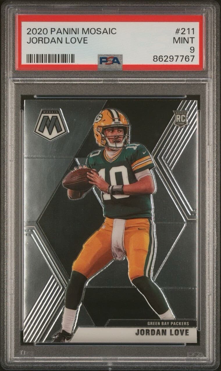 2020 Panini Mosaic Jordan Love #211 RC Rookie Card PSA 9 MINT 