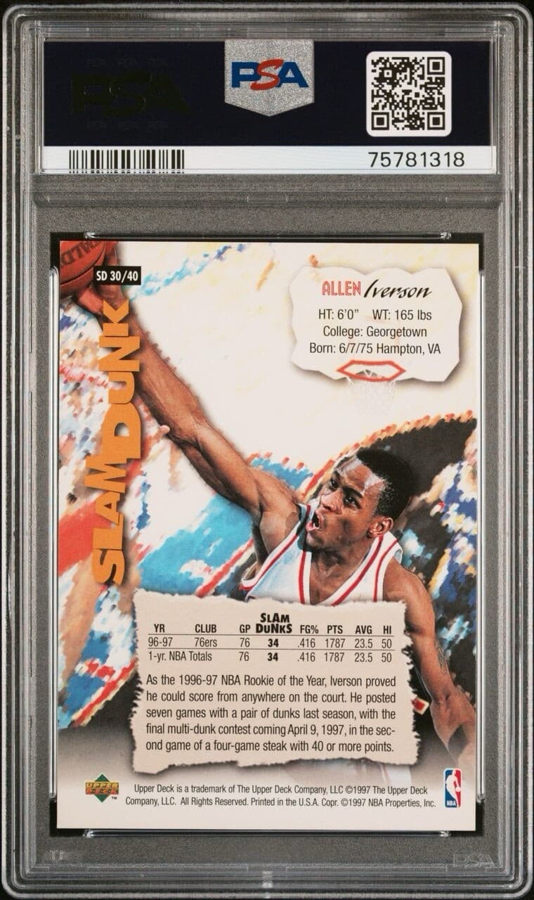 1997-98 Upper Deck Nestle Slam Dunk - #SD 30 Allen Iverson PSA 6 