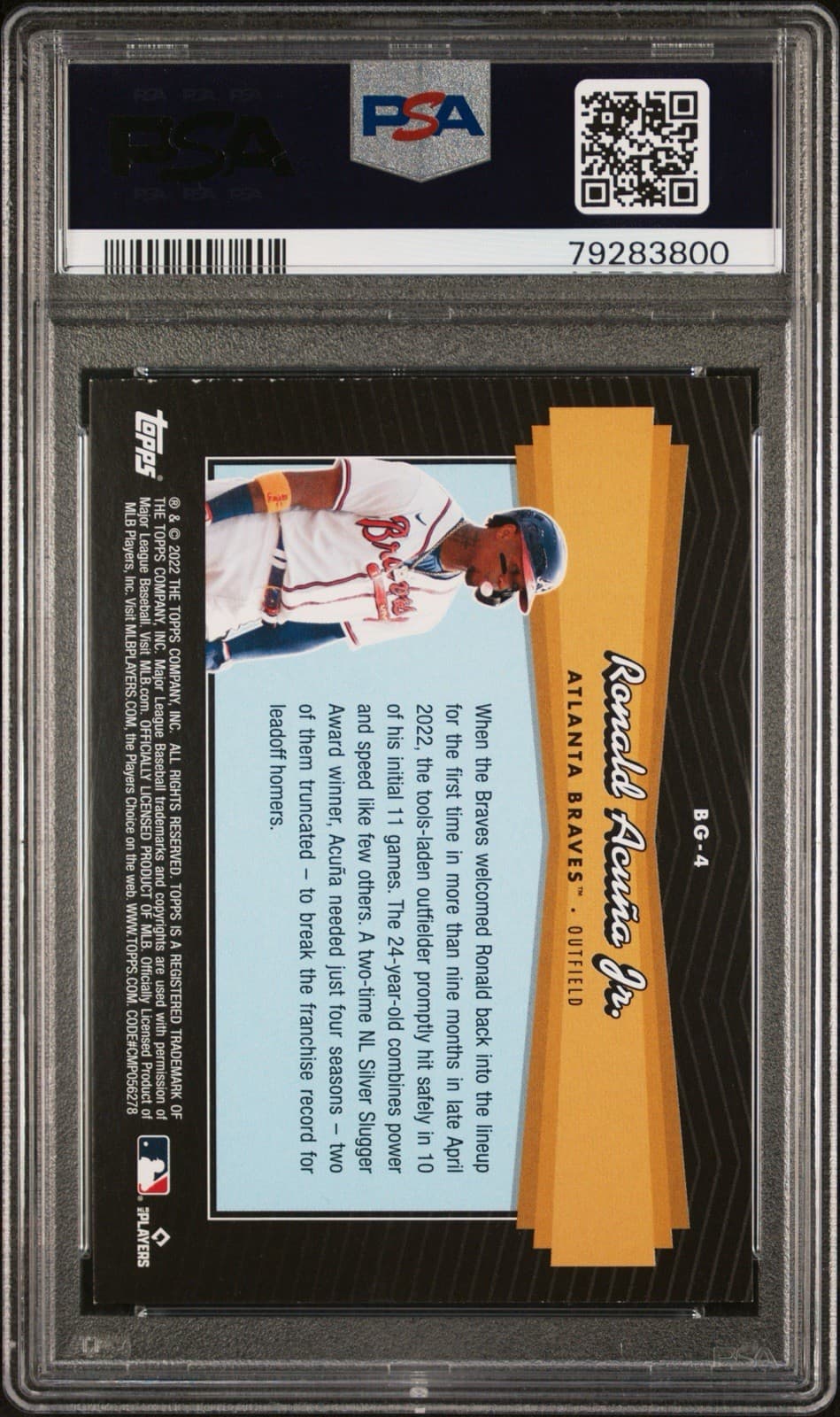 2022 Topps Update Series - Topps Black Gold Ronald Acuña Jr. #BG-4. PSA 7 NM