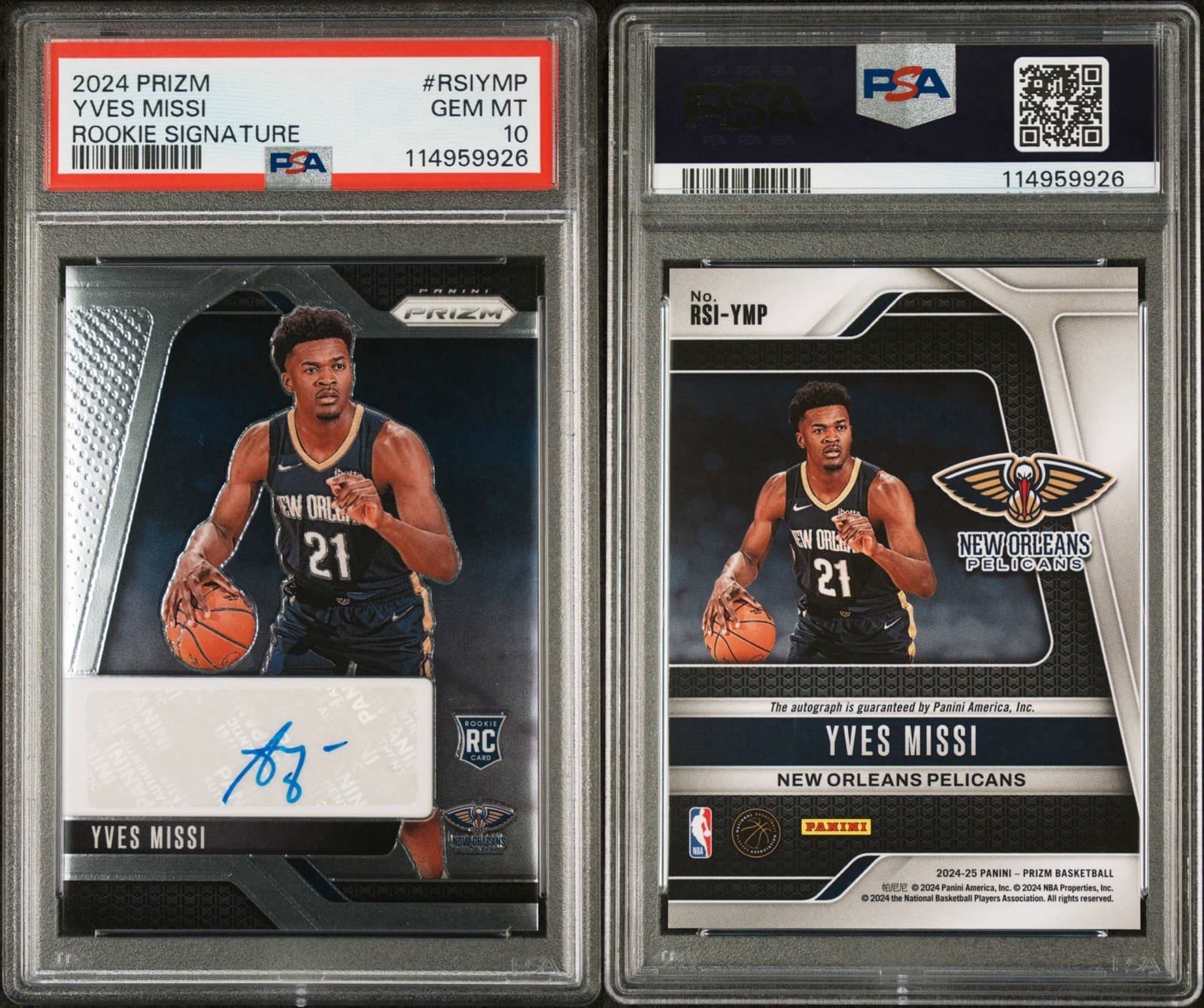 2024 PANINI PRIZM ROOKIE SIGNATURE -  YVES MISSI (RC) #RSIYMP. PSA 10 GEM. Pop 5