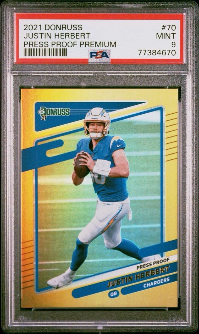 2021 Panini Donruss - Press Proof Premium #70 Justin Herbert PSA 9