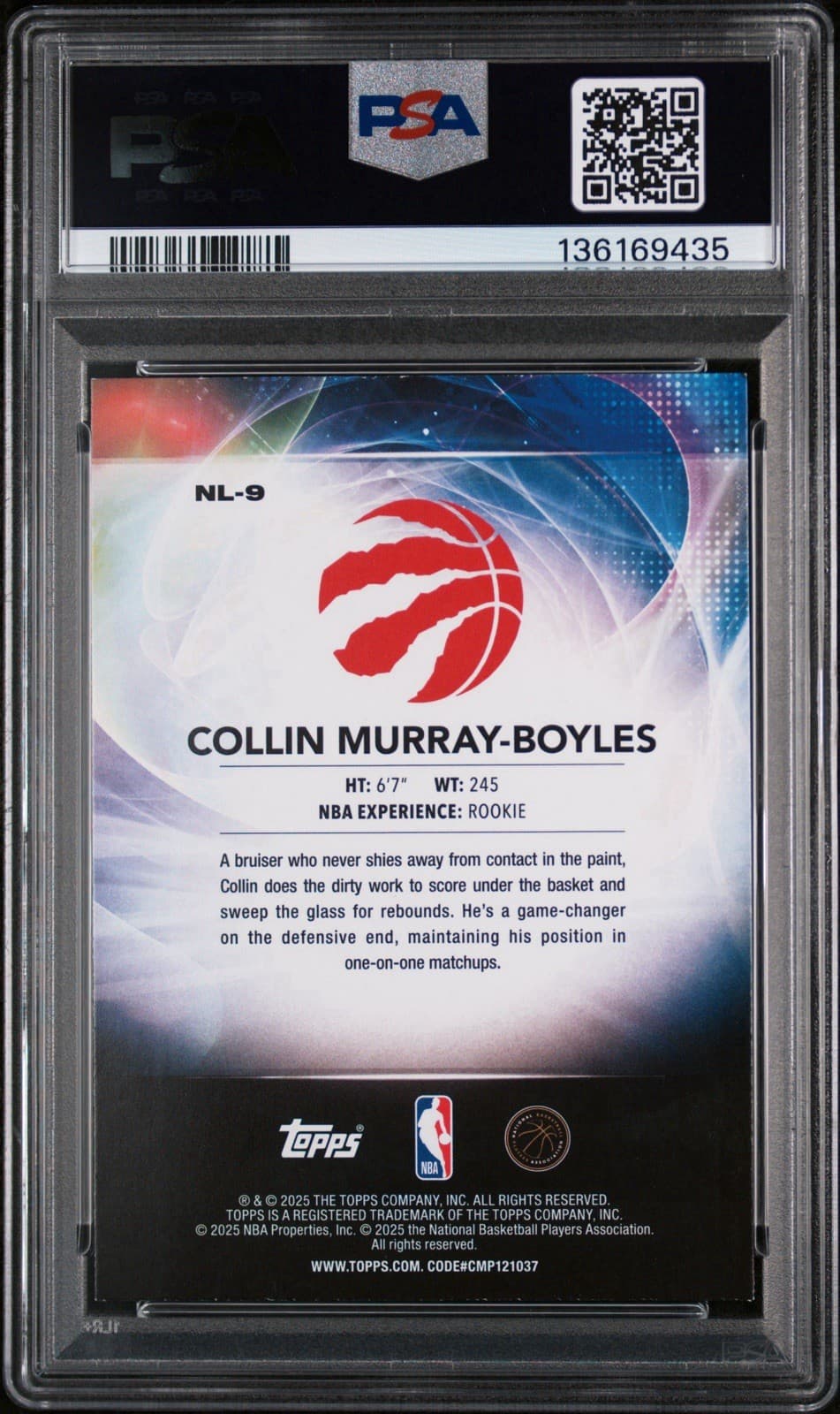 2025 Topps - No Limit Collin Murray-Boyles #NL-9 Purple Rainbow /250 (RC). PSA 8