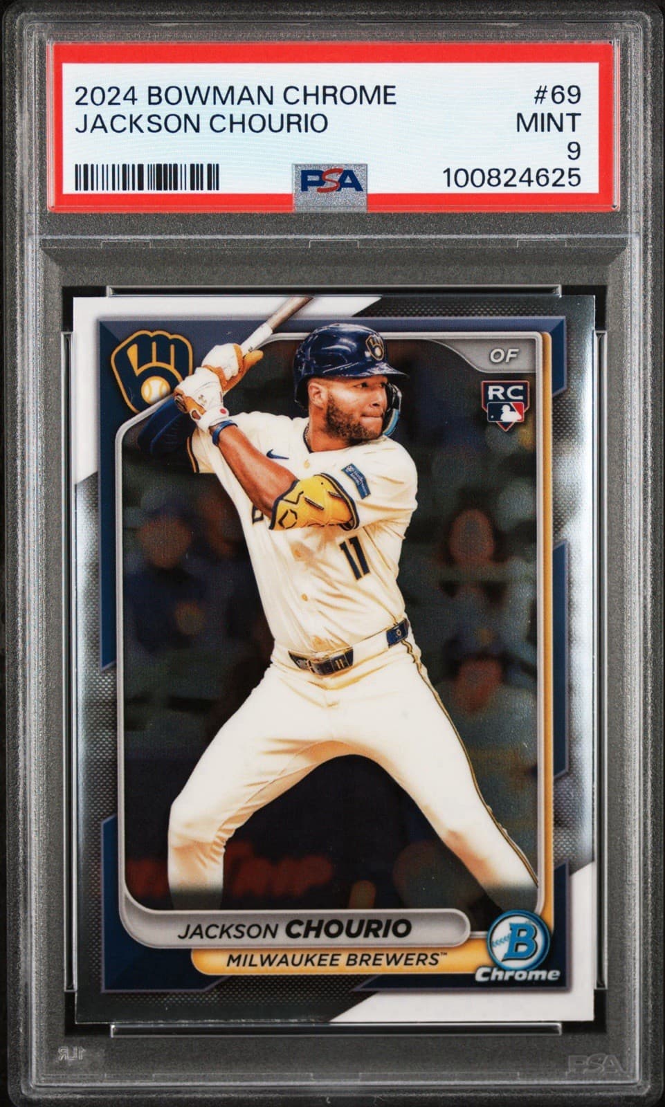 2024 Bowman Chrome - Jackson Chourio #69 (RC). PSA 9 Mint.