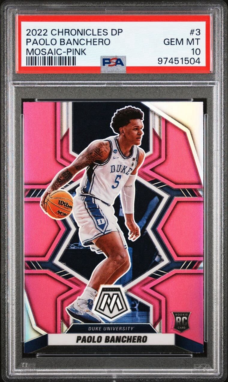 2022 Chronicles Draft Picks - Mosaic Pink #3 Paolo Banchero (RC). PSA 10. Pop 13
