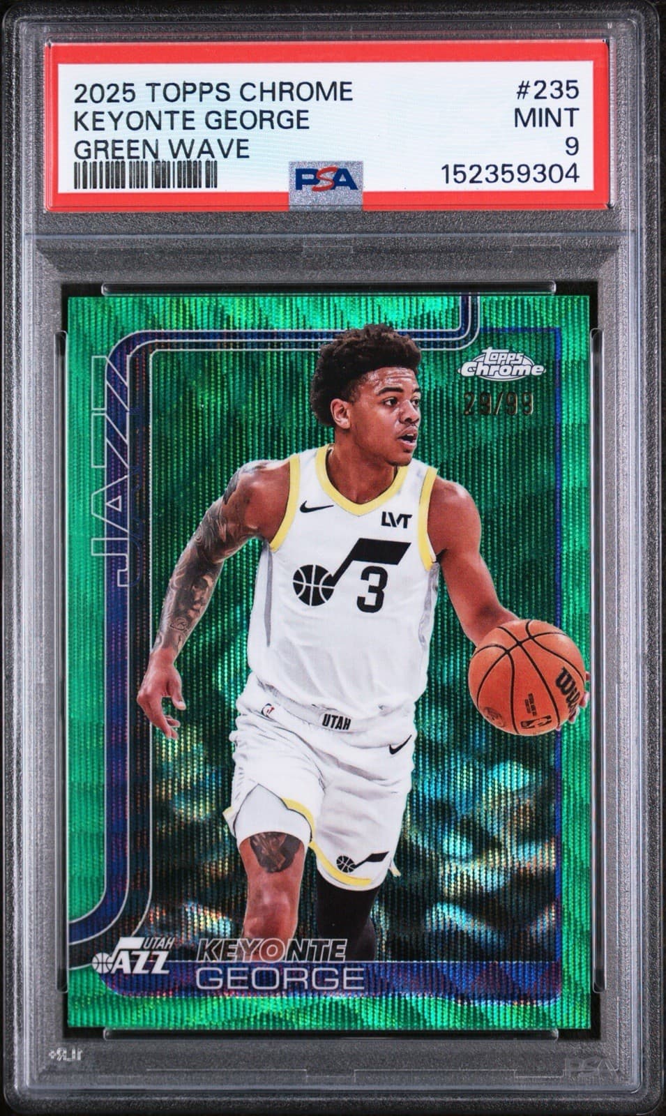 2025-26 Topps Chrome - Keyonte George #235 Green Wave /99. PSA 9 MINT