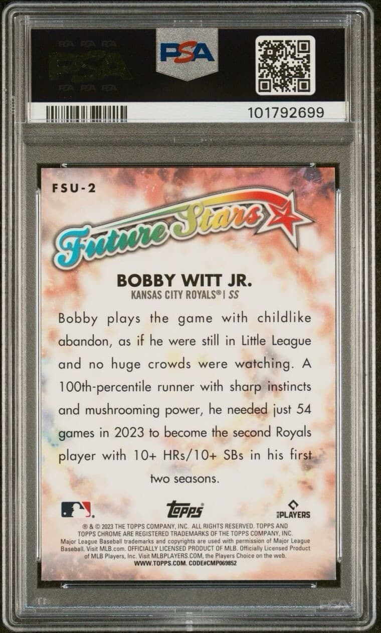 2023 Topps Chrome Update - Future Stars #FSU-2 Bobby Witt Jr. PSA 10. Pop 29!