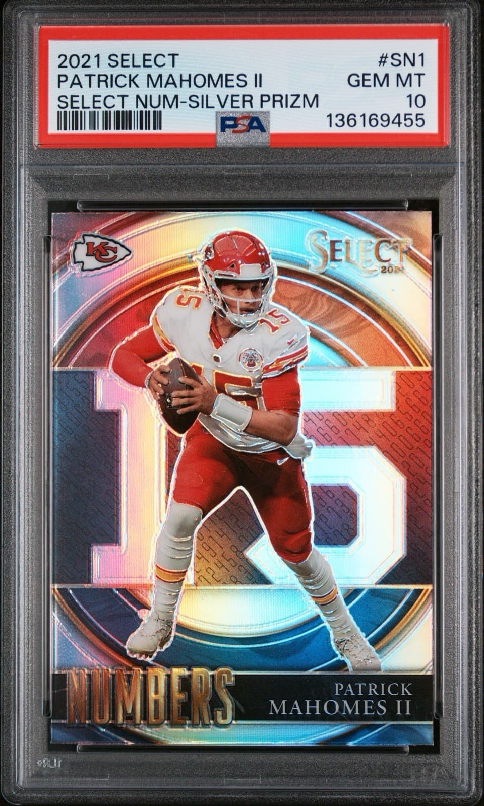 2021  Select  Patrick Mahomes II Select Numbers - Silver Prizm. PSA 10. Pop 13!