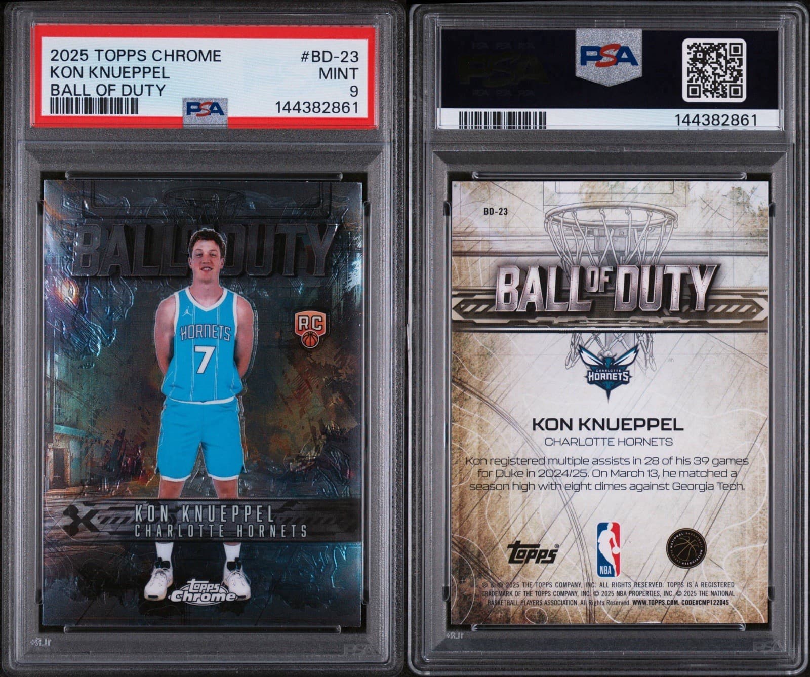 2025-26 Topps Chrome - Ball of Duty Kon Knueppel #BD-23 (RC). PSA 9 MINT