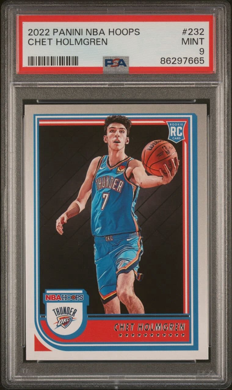 2022-23 Panini NBA Hoops Chet Holmgren Rookie Card #232 PSA 9 NM RC Thunder