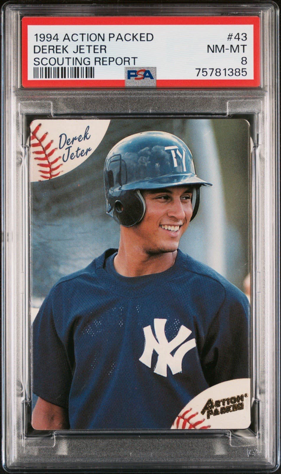 Derek Jeter 1994 Action Packed Scouting Report #43. PSA 8 NM-MT