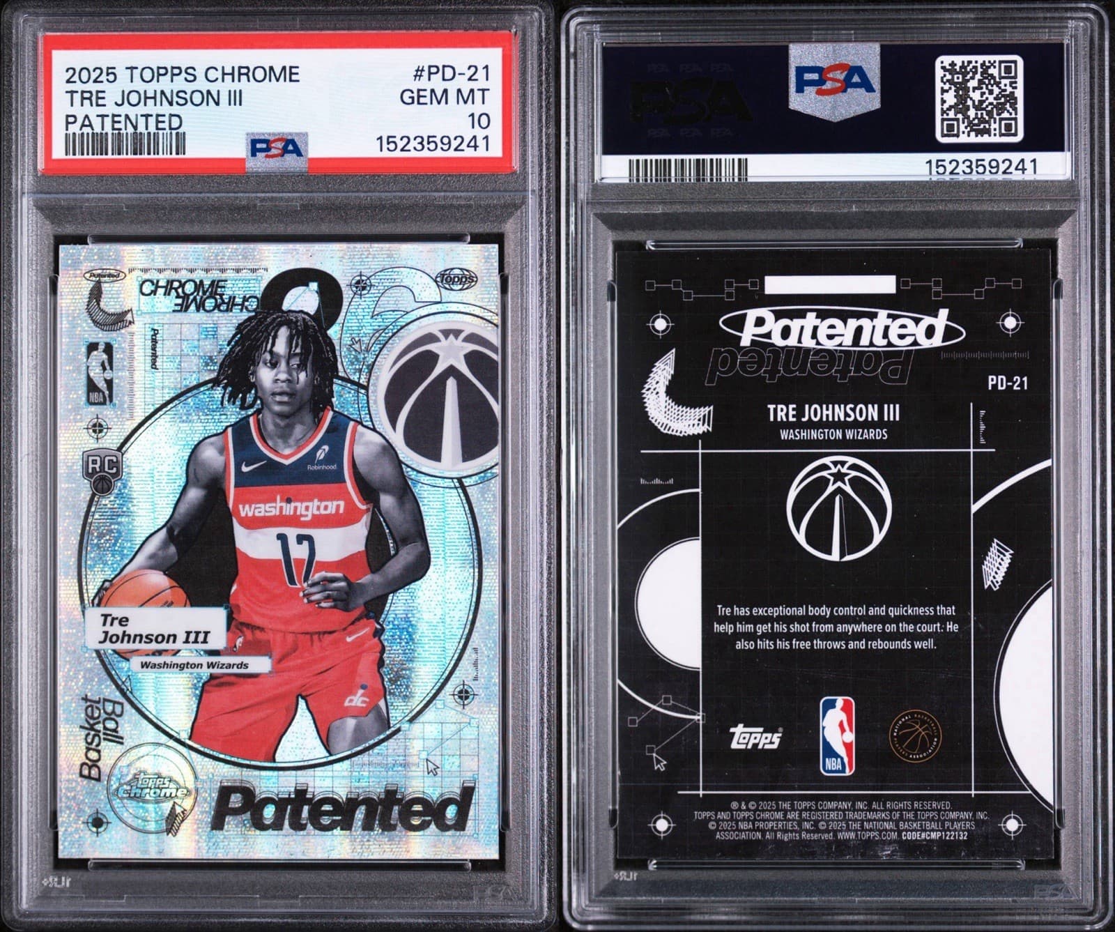 2025-26 Topps Chrome - Patented (Case Hit) Tre Johnson #PD-21 (RC). PSA 10 GEM
