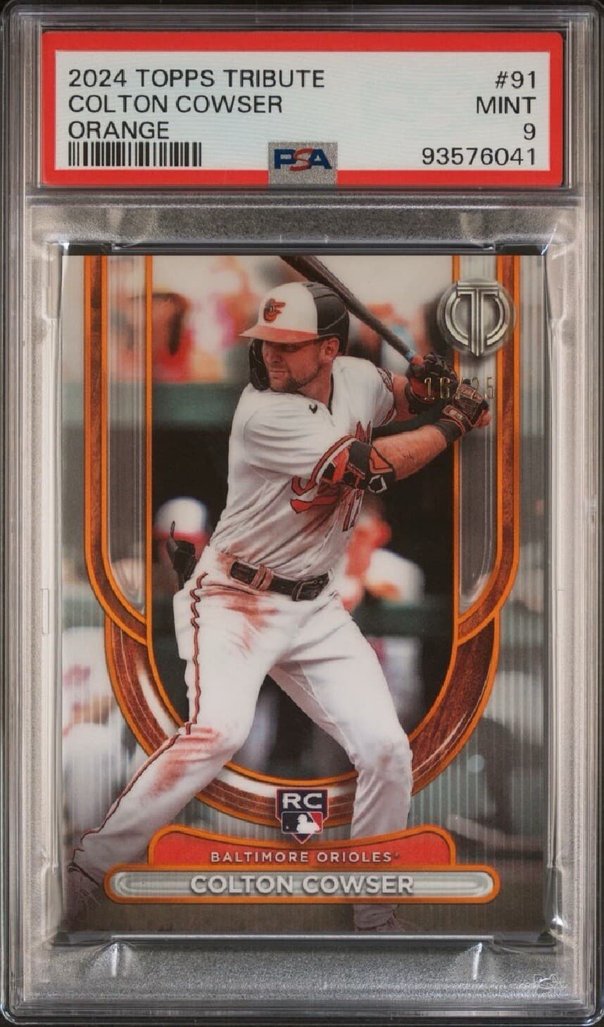 2024 Topps Tribute Colton Cowser RC Orange (Color Match) 16/25 . PSA 9. Pop 1