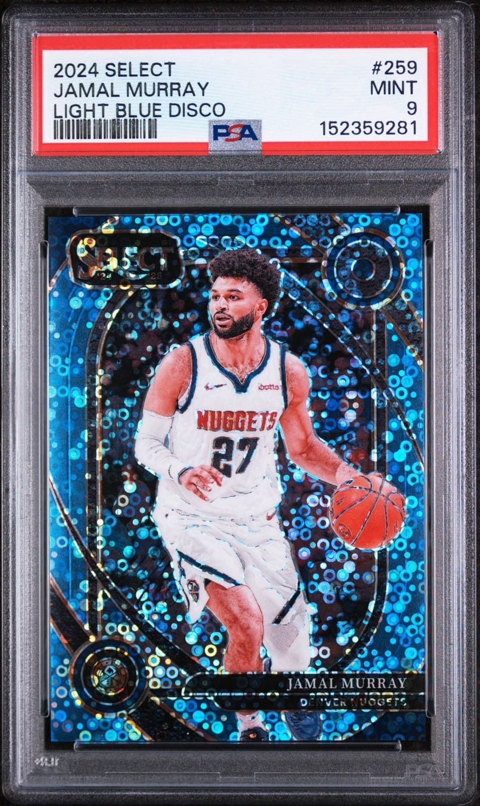 2024 Select - Courtside Jamal Murray #259 Light Blue Disco Prizm /99. PSA 9 MINT