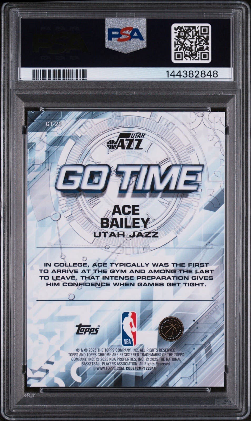 2025-26 Topps Chrome - Go Time Ace Bailey #GT-20 (RC). PSA 10 GEM MT