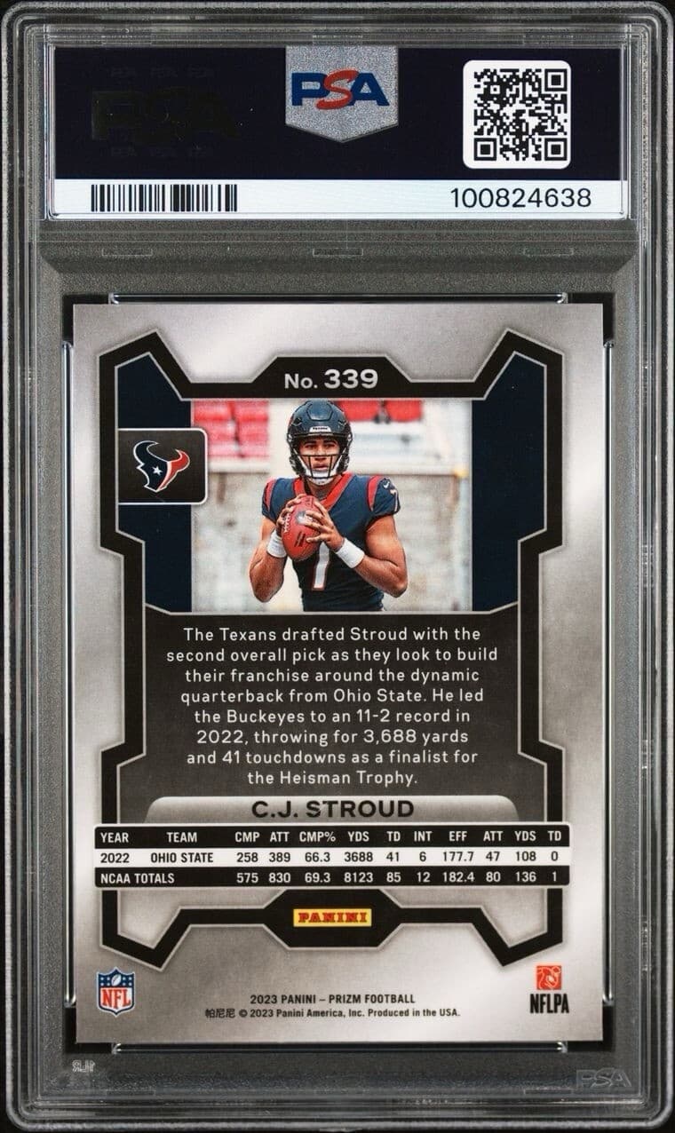 2023 Prizm CJ STROUD #339 PSA 9 ROOKIE RC Houston Texans