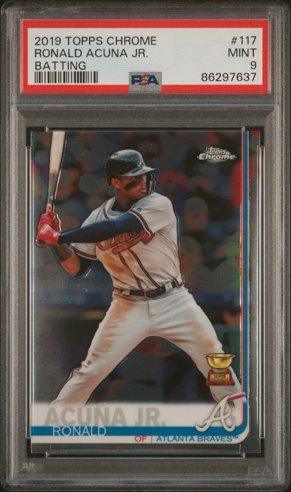 2019 Topps Chrome - Ronald Acuña Jr. #117 Batting. PSA 8 Mint