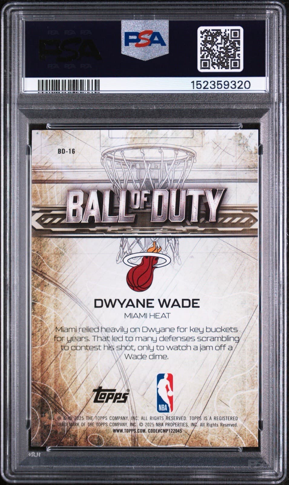 2025 Topps Chrome - Ball of Duty Dwyane Wade #BD-16 Teal Refractor /299. PSA 9