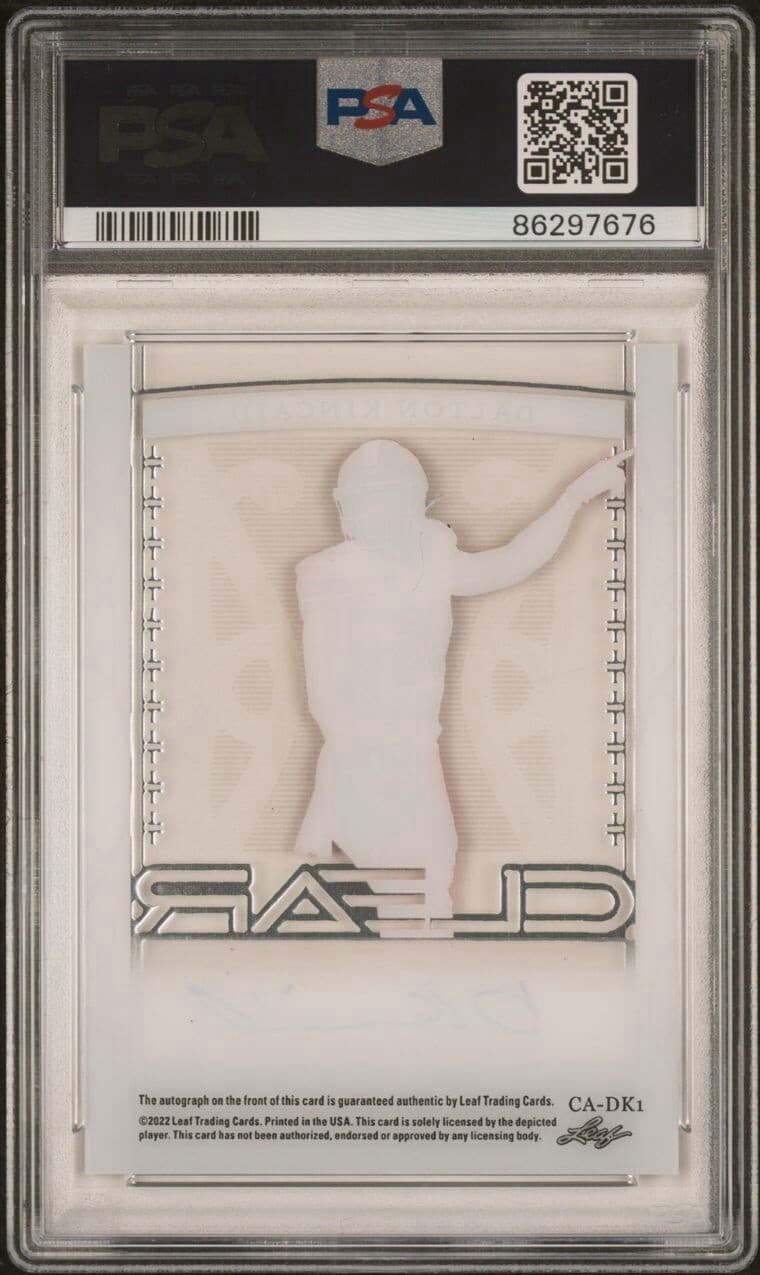 2022 Leaf Trinity Dalton Kincaid Clear Autograph-Silver Foil /99. PSA 9. Pop 1