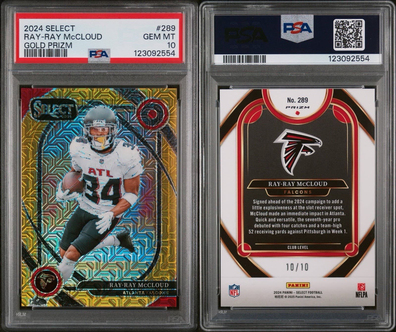 2024 Panini Select - Club Level Ray-Ray McCloud Gold Prizm 10/10. PSA 10. Pop 1! thumbnail 3