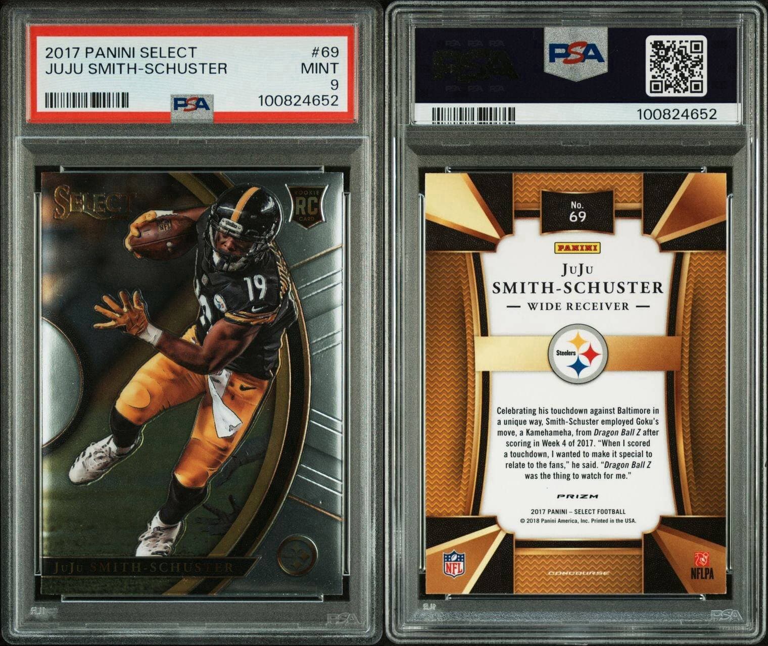 JUJU SMITH-SCHUSTER ROOKIE 2017 Panini Select #69 PSA 9 MINT