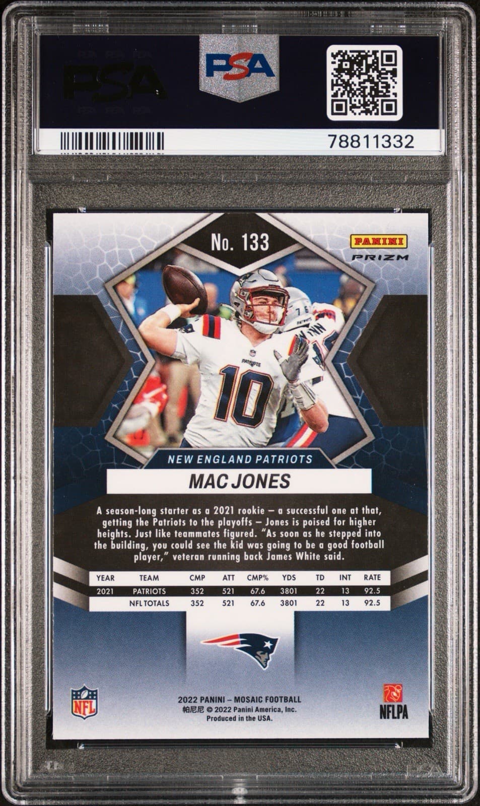 2022 Panini Mosaic - Mac Jones #133 Green Mosaic Prizm. PSA 10 GEM MT. Pop 4!