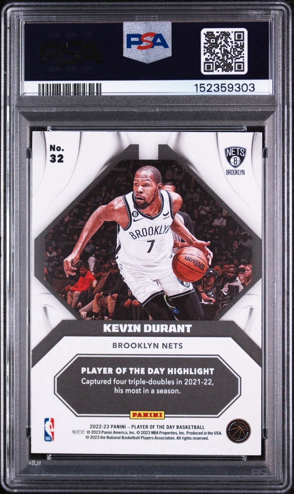 2022 PANINI NBA KEVIN DURANT #32 PLAYER OF THE DAY - ORANGE /199. PSA 9 MINT