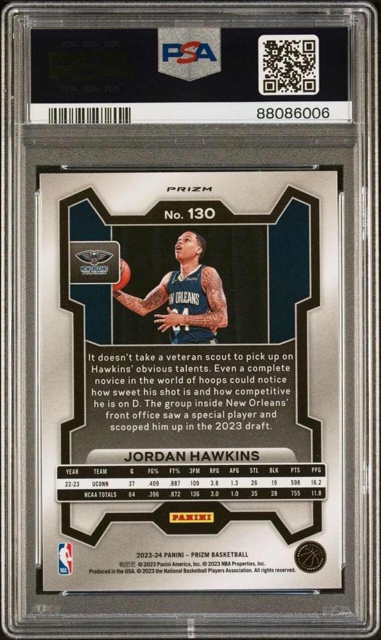 2023-24 Panini Prizm - Green Prizm #130 Jordan Hawkins (RC). PSA 9. Pop 8