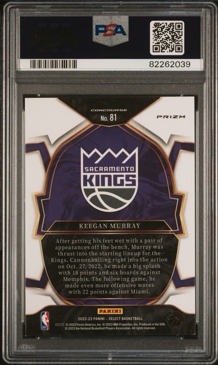 2022 Select Keegan Murray Red Cracked Ice #81 PSA 9 MINT Rookie RC
